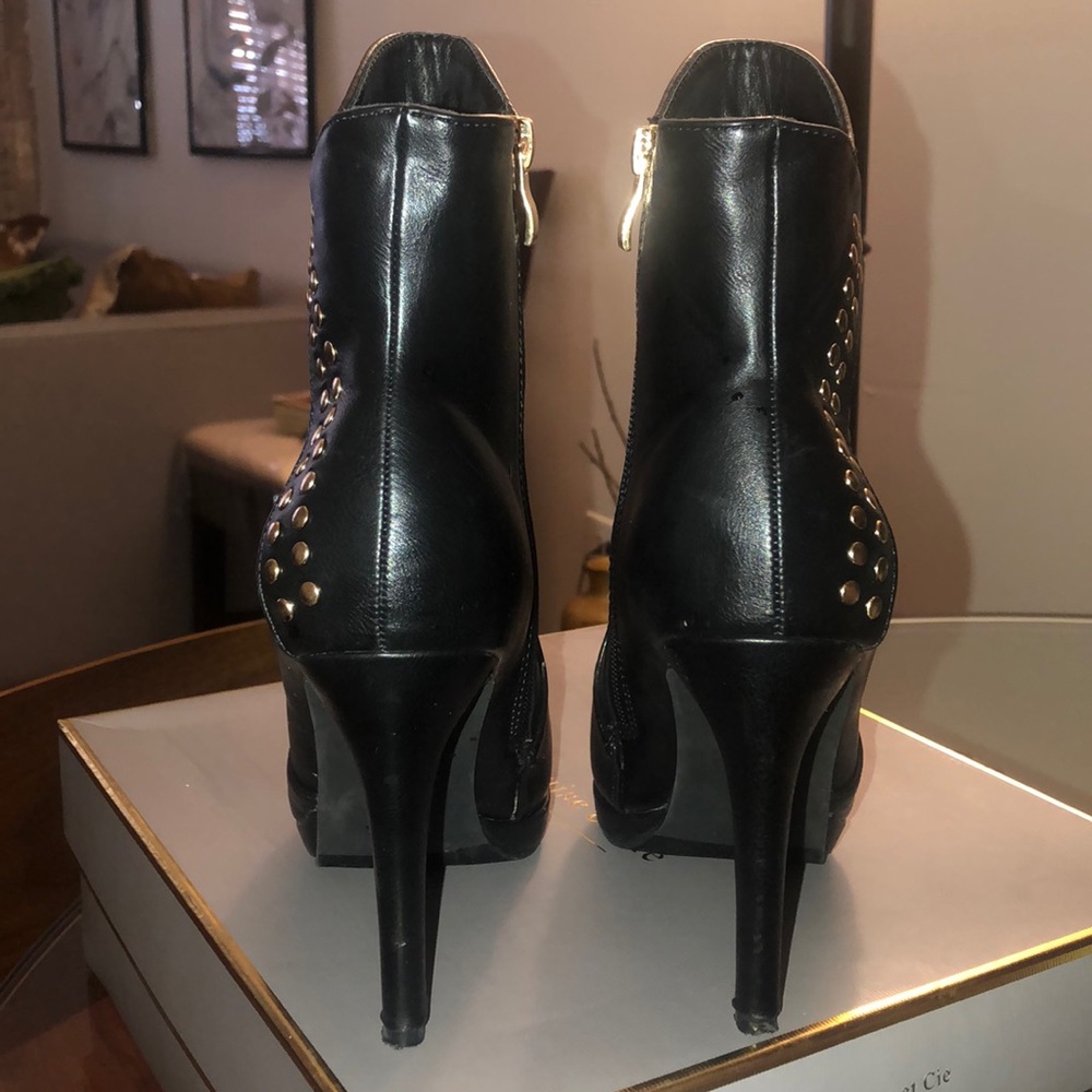 Gold Rhinestone Black Bootie - Picture 4 of 9